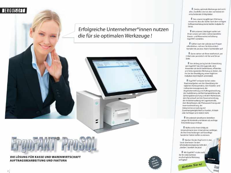 Flyer ErgoFAKT, Kasse und Warenwirtschaft für Windows